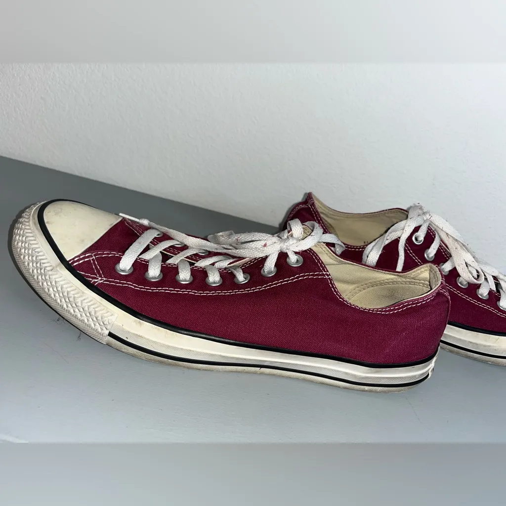 Converse All Star Retro Canvas Chuck Taylor Maroon Low Top Sneakers Sz 13W/11M Red - Image 9