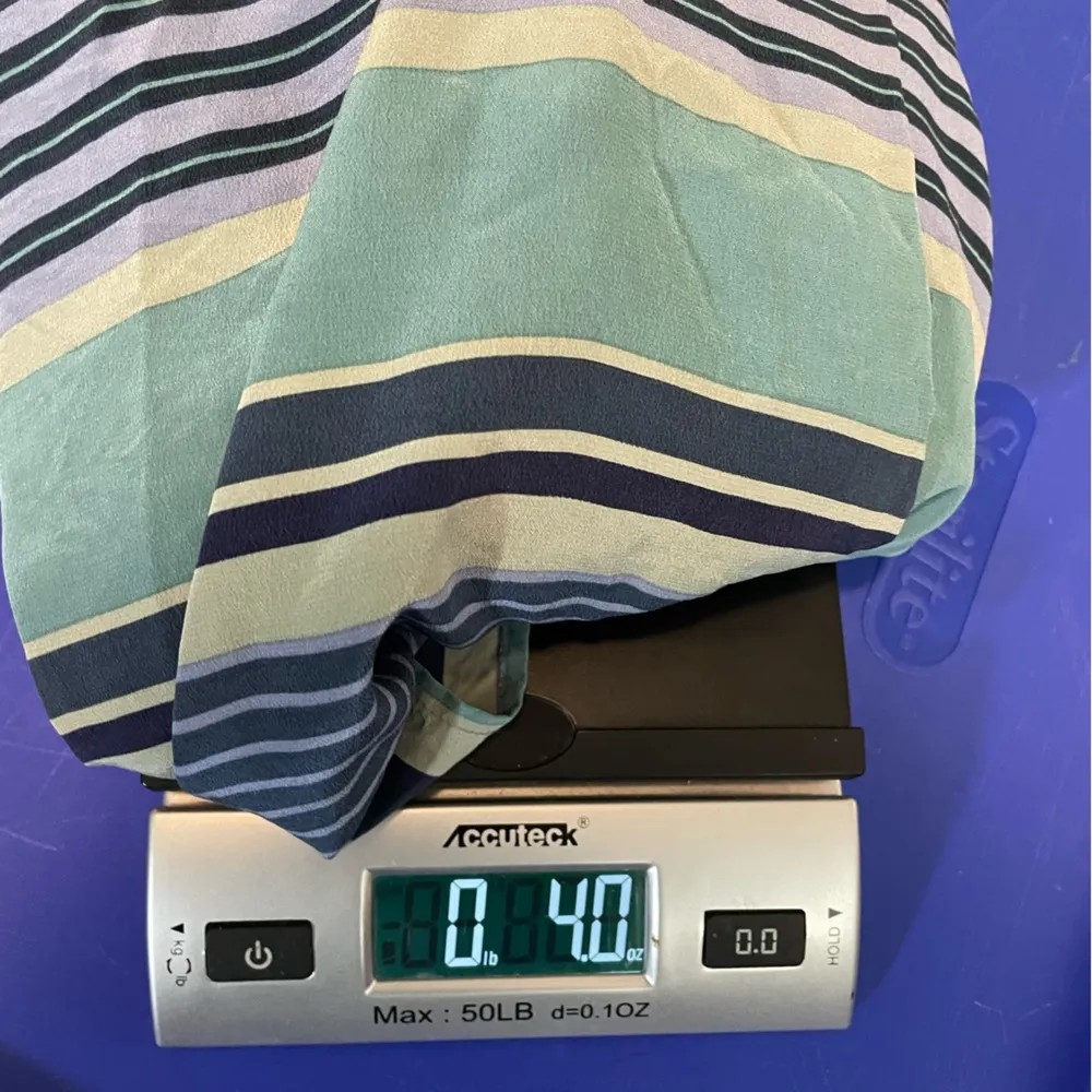 100% silk Bridgetown Collection striped wrap skirt size small Blue - Image 2