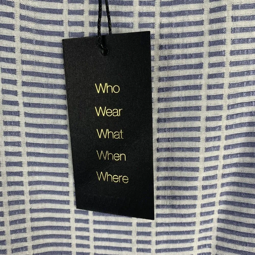 W5 Size 3X Blouse Top Blue White Short Cap Sleeve Scoop Neck Front Tie Women’s - Image 4