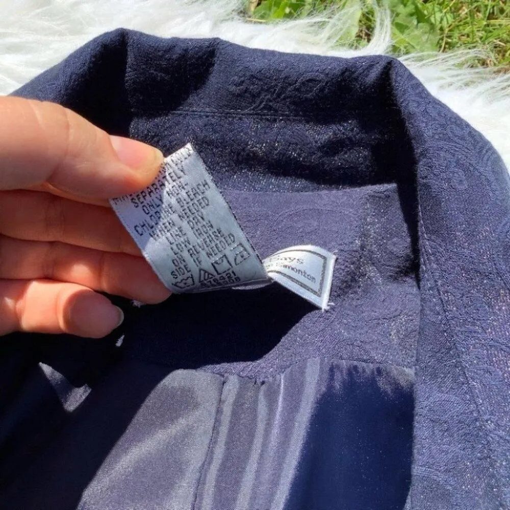 Simonton Says Size Large Navy Blue Lightweight Coat Frill Cute Size Large Cotton - Image 3