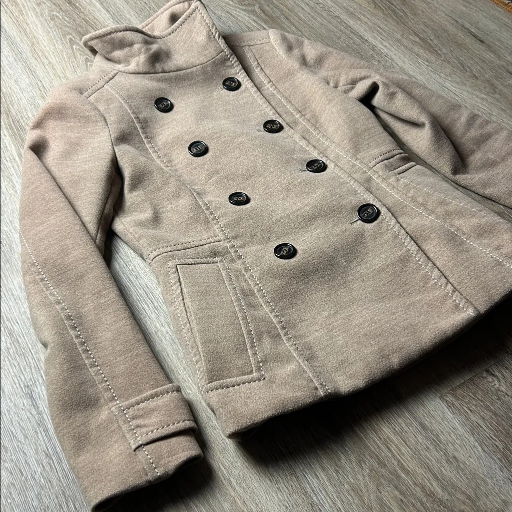 H&M Tan Double-Breasted Pea Coat
 Size 6 - Image 3