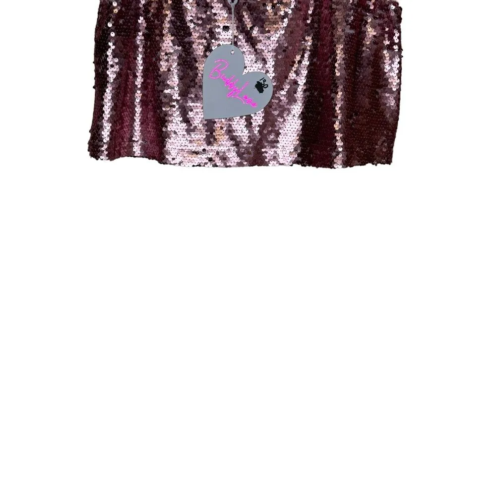 Buddy Love Women' Top Cropped Tank Sequin Sleeveless Cami Dusty Pink Medium‎ NWT - Image 4