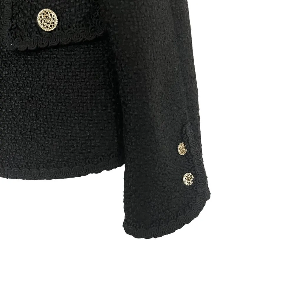 Zara Black Tweed Double Breasted Open Collarless Blazer Jacket Size XS NWT - Image 6