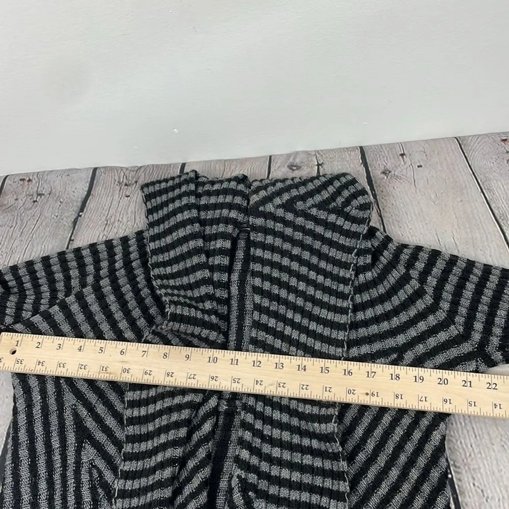 Lineamaglia Sweater Cardigan Waterfall open front Black & Gray Stripes Medium Black - Image 11