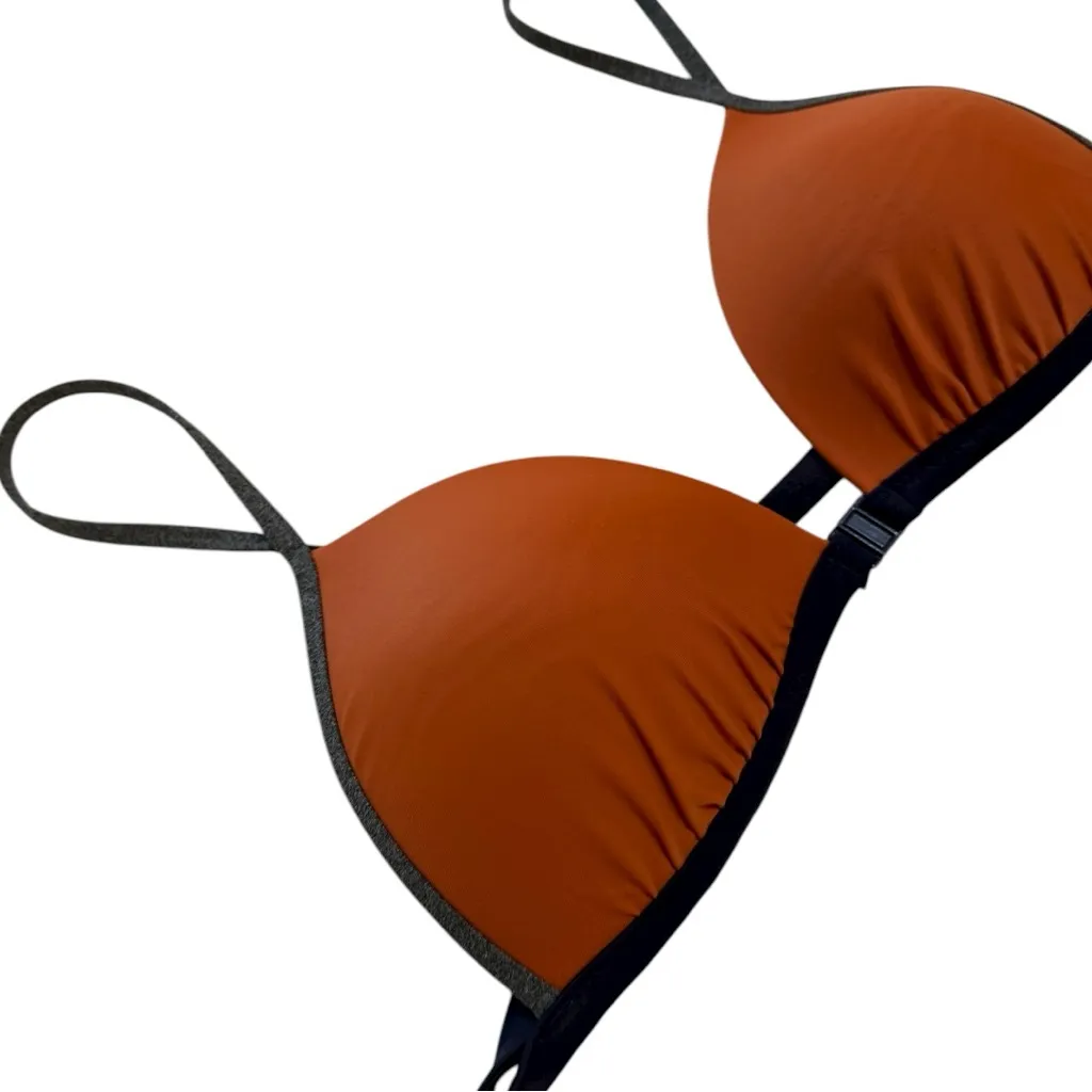 aerie Triangle Burnt Orange Multicolored Trim Bikini Set - Image 3