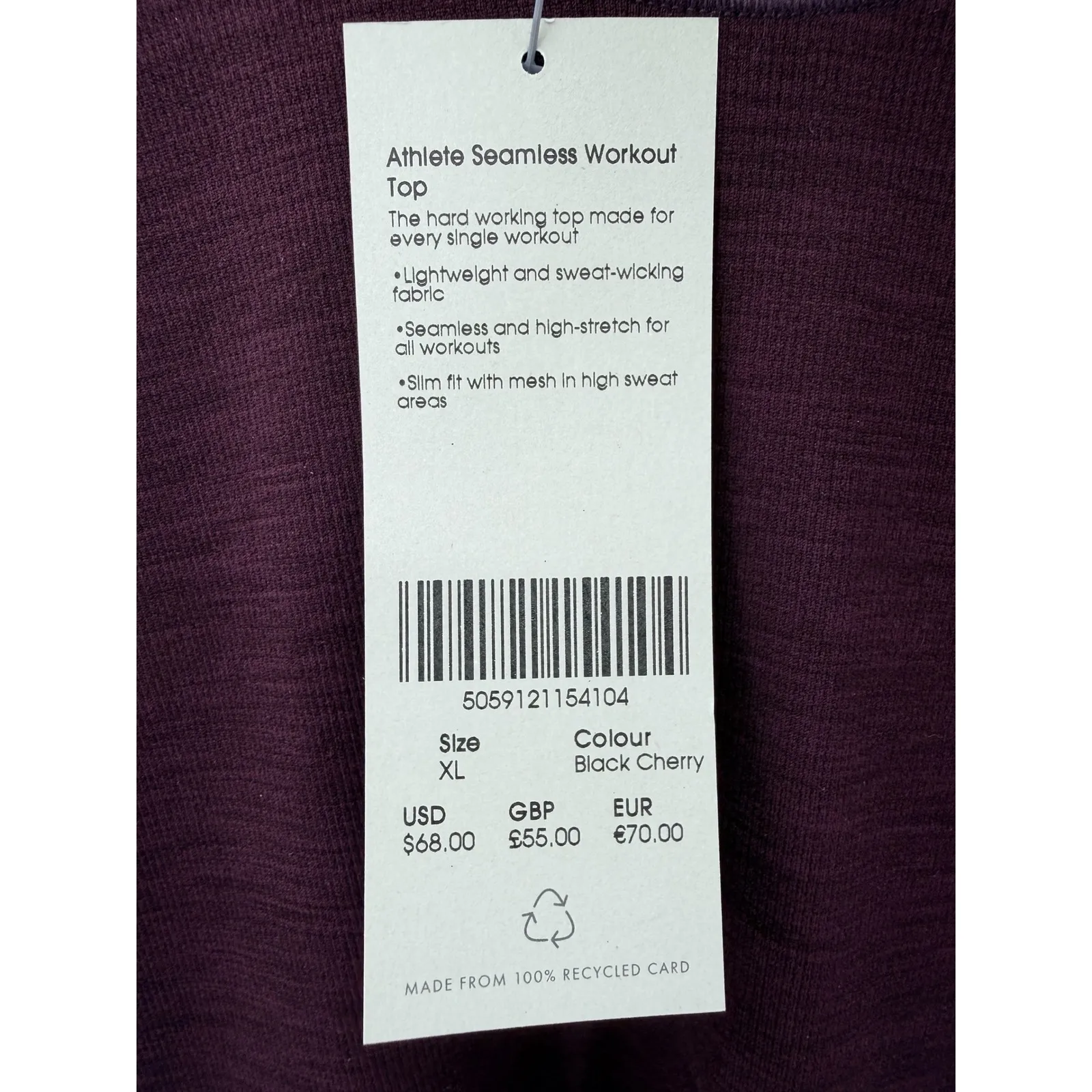 Sweaty‎ Betty Athlete Seamless Workout Top Burgundy XL Lightweight Sweat Wicking - Image 3