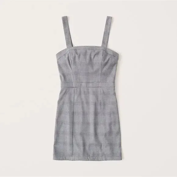 Abercrombie & Fitch Plaid Houndstooth Pinafore Dress - Grey/Black - MP - Image 3