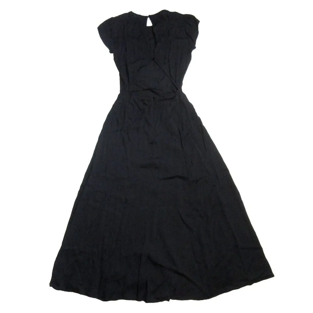 NWT Reformation Gavin in Black Cutout Back Side Slit Crepe Midi Dress 2 - Image 3