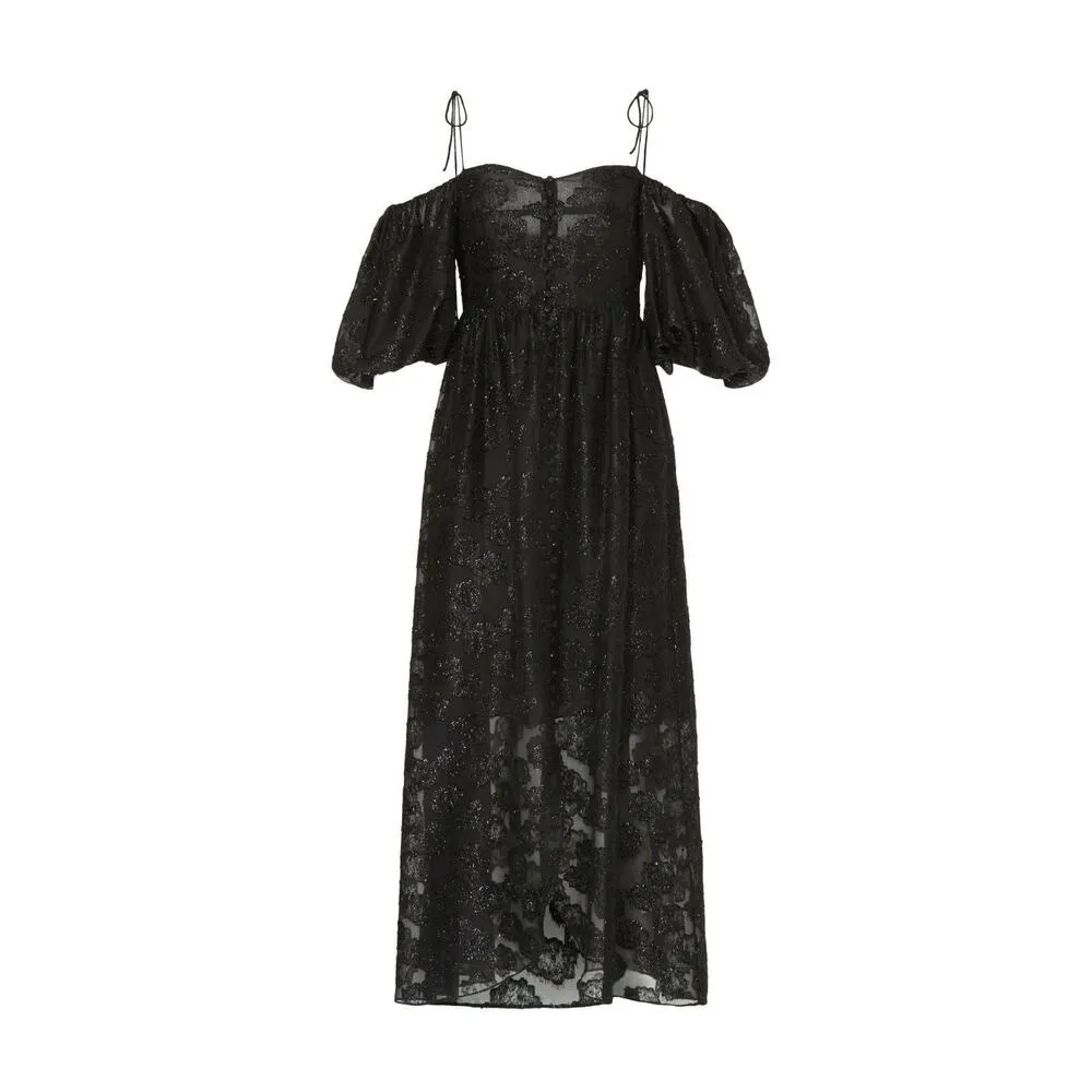 Hofmann Copenhagen Angele Black Lace Tie Strap Off Shoulder Maxi Dress Size 4 - Image 5