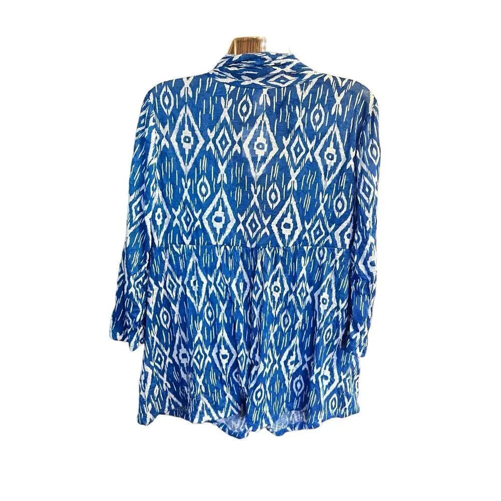 Soft Works Open Front Cardigan Blouse Sz M NWT Blue Size M - Image 2
