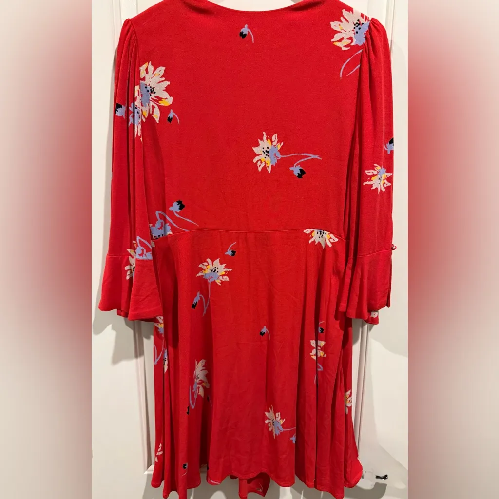 Free People NWT Time On My Side Red Floral Mini Dress - Image 4