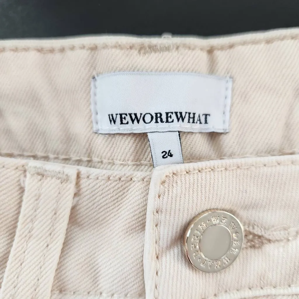 WeWoreWhat Cream Denim Cut Off Shorts NWT Size 24 Natural Revolve jean shorts - Image 5