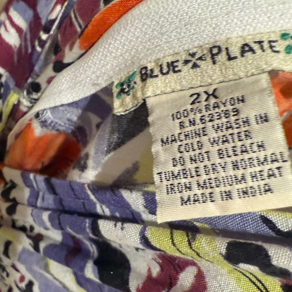 Blue Plate Floral Print Dress Sleeveless Casual Summer Dress 2X - Image 2