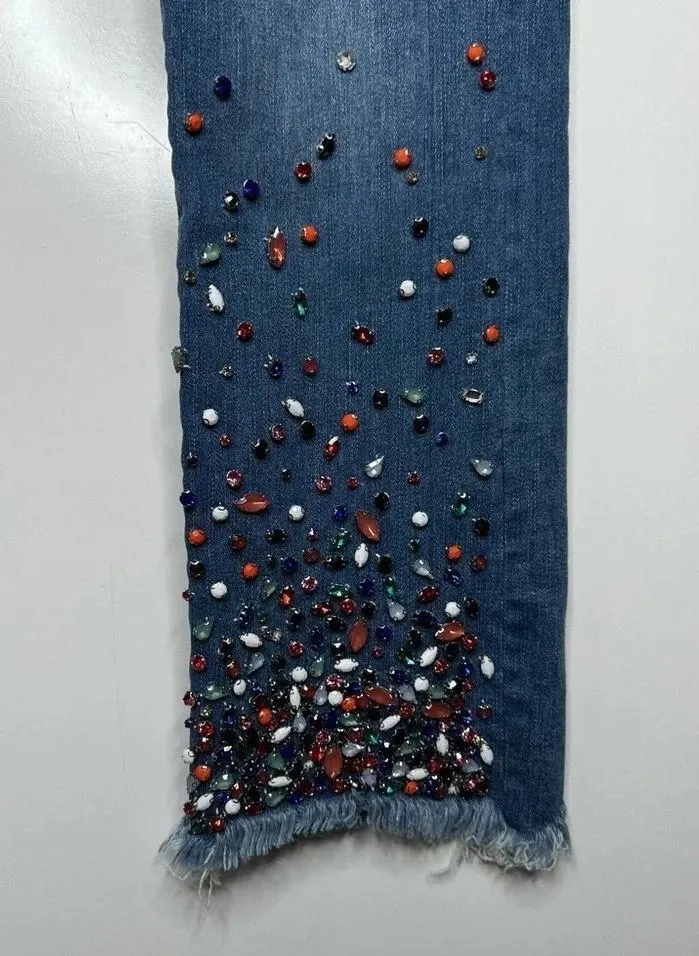 Pilcro and the Letterpress Anthro Mid-Rise Embellished Slim Straight Jeans 28 - Image 6