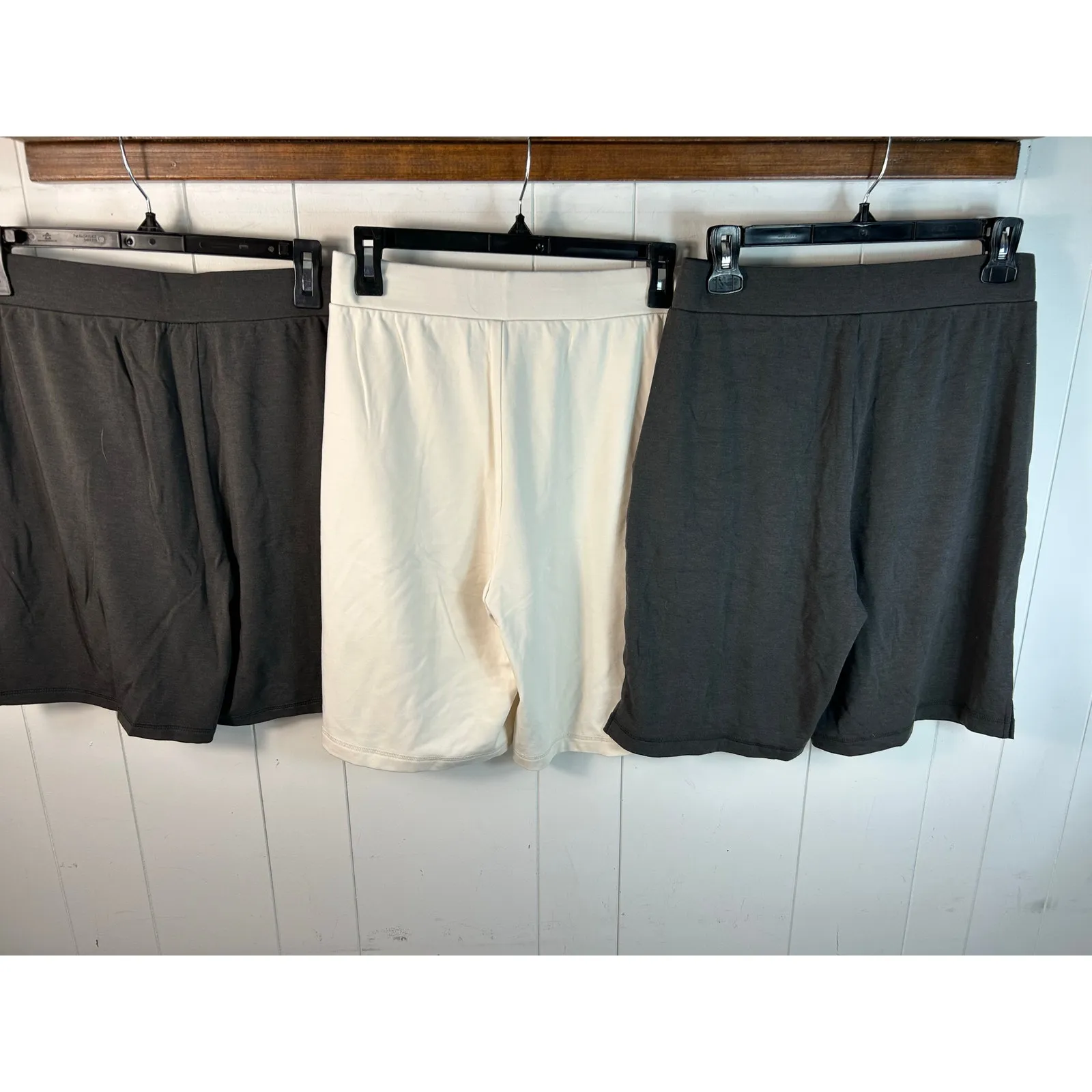 Cozy Earth Women's Set of 3 Brushed Bamboo Shorts in Gray and White. Size S - Image 5