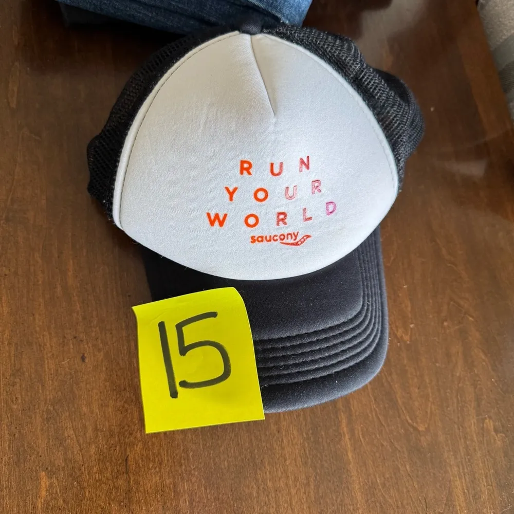 Saucony  Black and White Trucker Hat with Mesh Back - Image 9