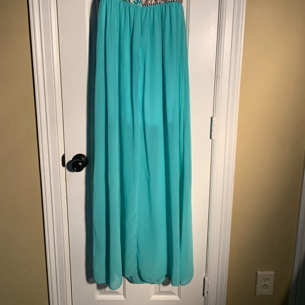 Strapless Sequin Mint Green Dress Mardi Gras Size L - Image 12