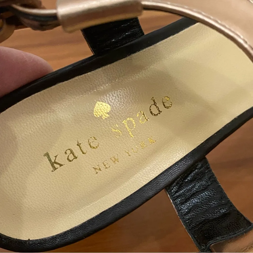 KATE SPADE NY Rose Gold/Black Chunky Block Heel Sandals Size 6.5 - Image 12