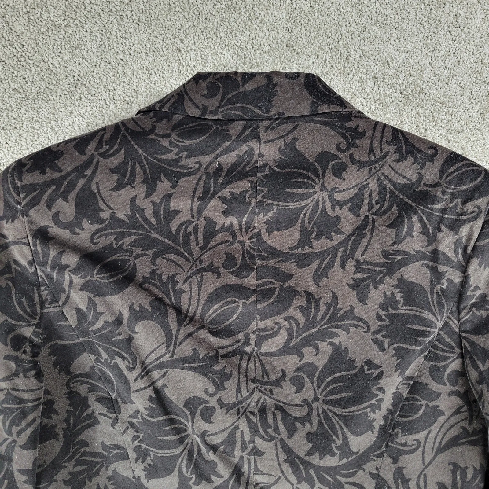 Bandolino Womens Blazer‎ Jacket 8 Black Brown Floral Stretch Texture Peplum Crop - Image 6