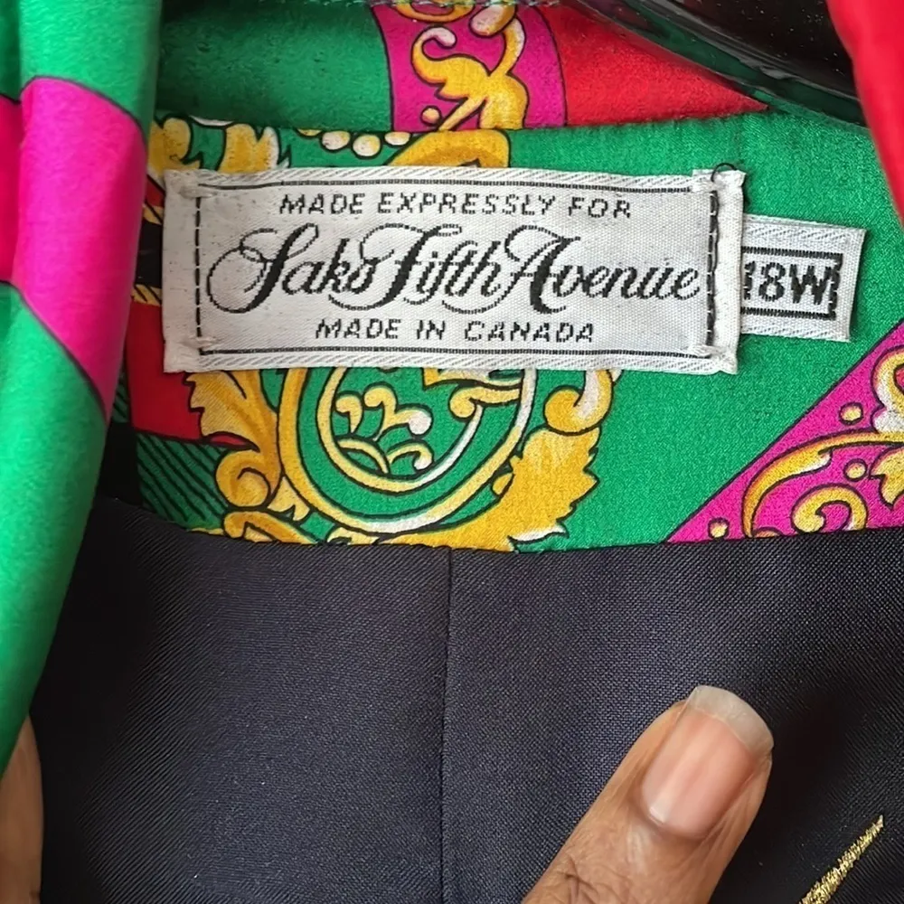 Saks Fifth Avenue 100% Silk Paisley Print Jacket Size 18W NWOT Colorful Rare - Image 5