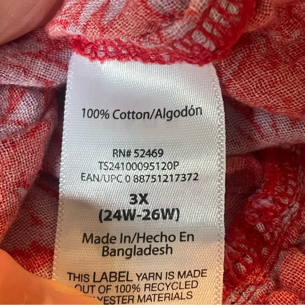 Terra & sky Floral Red & pink Women's swing Top size 3X short sleeve shirt - Image 5