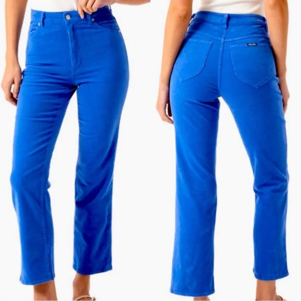ROLLA’s Women’s Corduroy High Rise Wide Leg Straight Leg Pants in Cobalt Blue 24 - Image 2