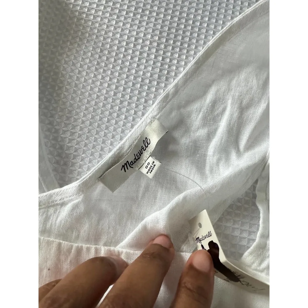 Madewell 100% Linen Cross Back top Size 00 - Image 5