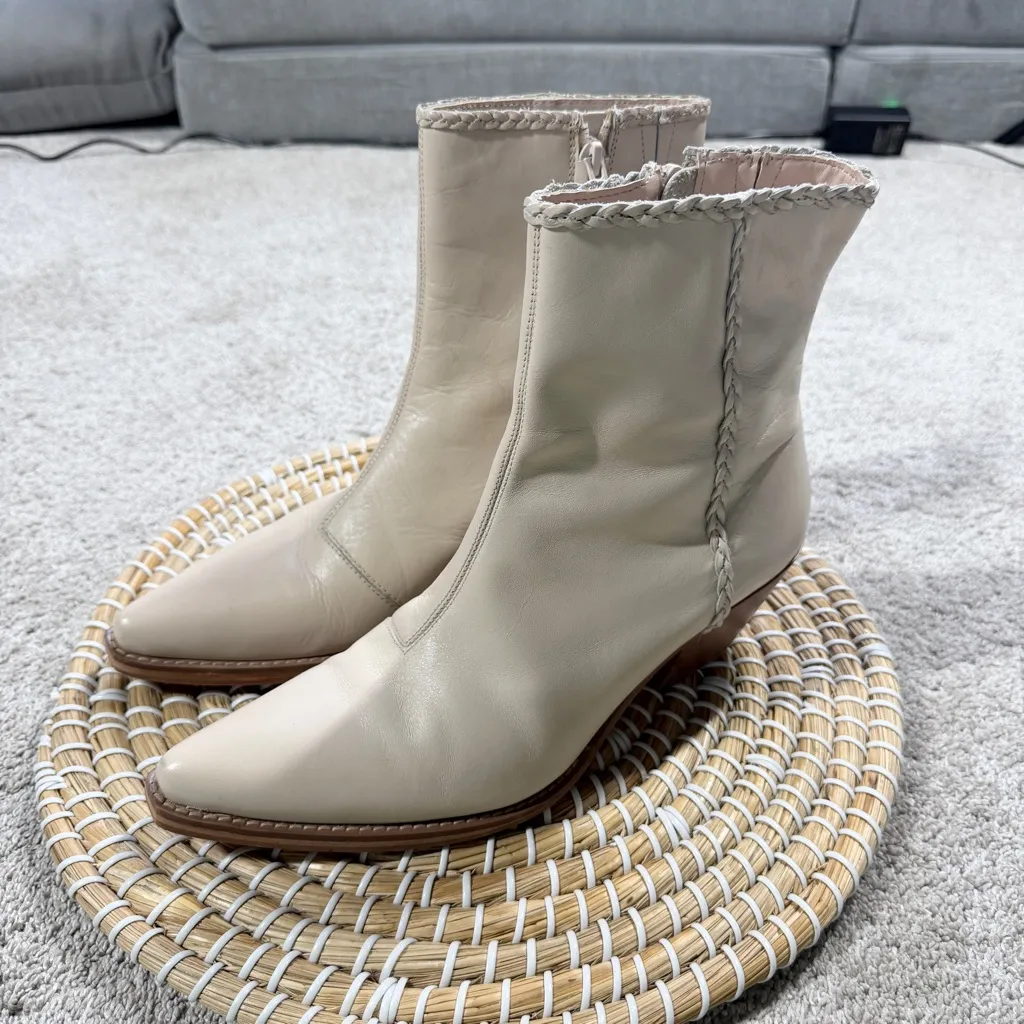 Coconuts by Matisse Arial Ankle Boots Booties Pointed-Toe Block Heeled Ivory 8 - Image 3