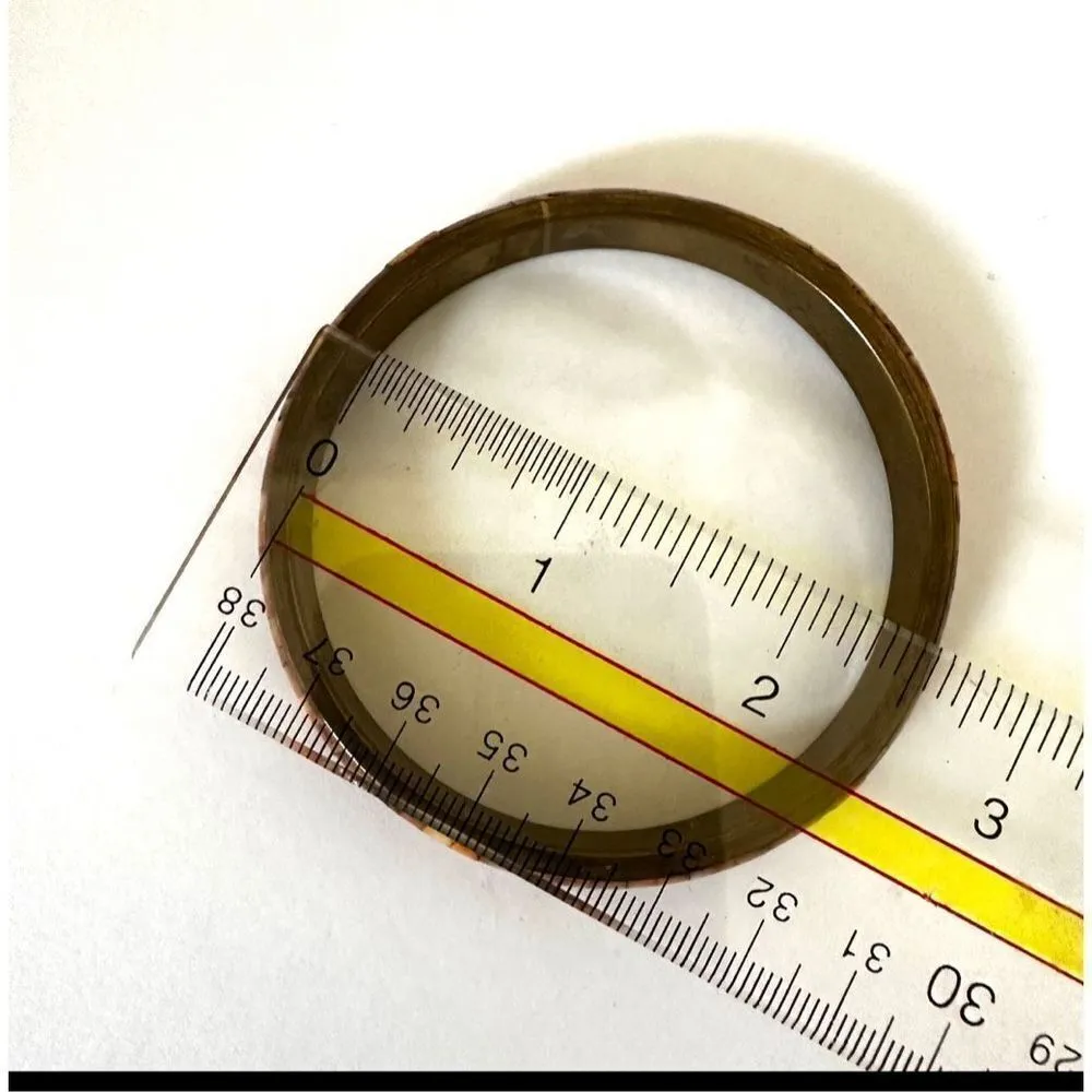 Orange dyed horn brass bangle bracelet - Image 7