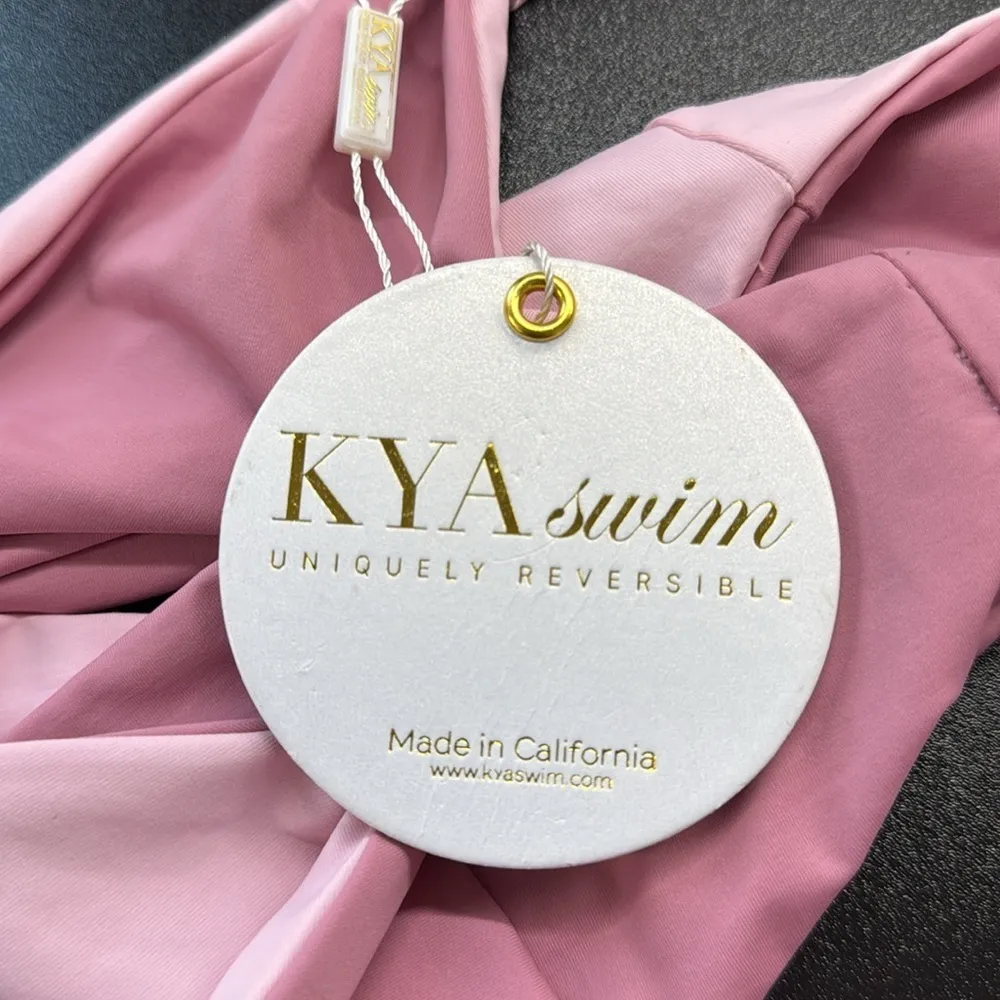 KYA Swim NWT Pink Blossom and Rosewater Newport Uniquely Reversible Bikini Top Size M - Image 9