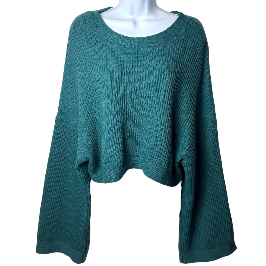Sweaty Betty Turquoise Wool Cashmere Blend Ribbed Crop Sweater Cozy Holiday‎ S/M - Image 2