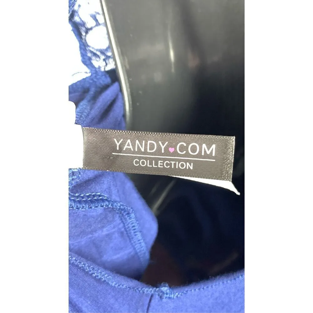 Yandy Women's Lace Plunge Adjustable Strap Romper Negligee Blue Size L/XL - Image 6