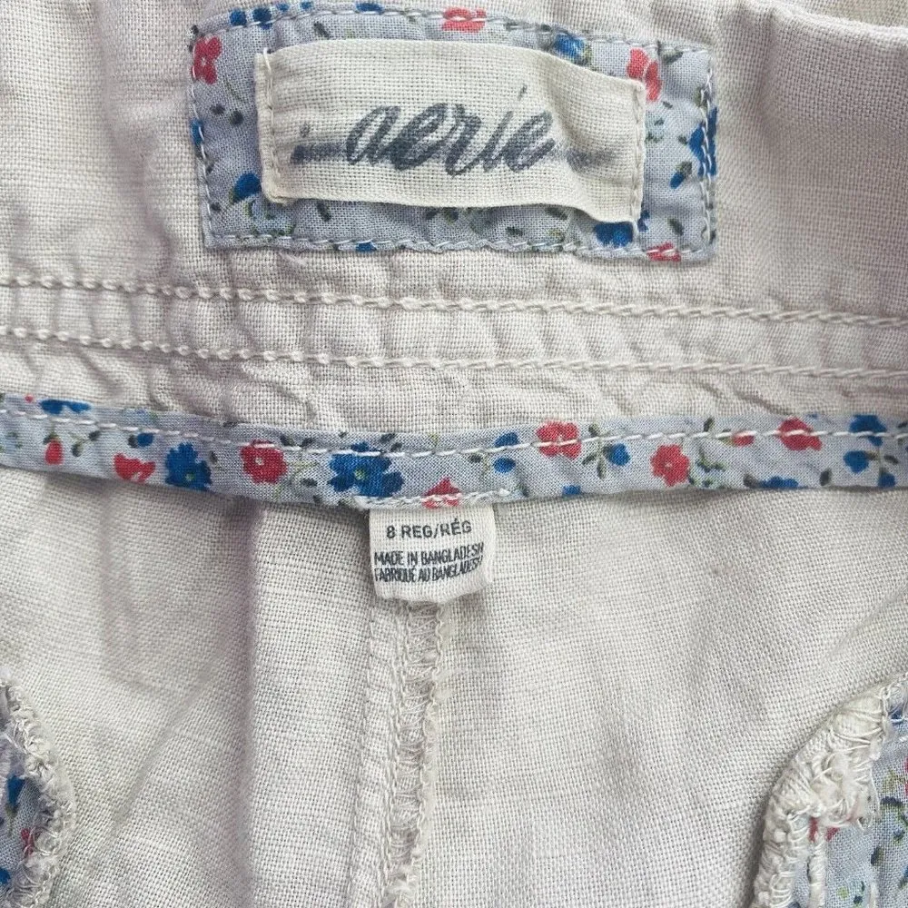 Aerie Beige‎ Shorts Cotton Linen - Image 3