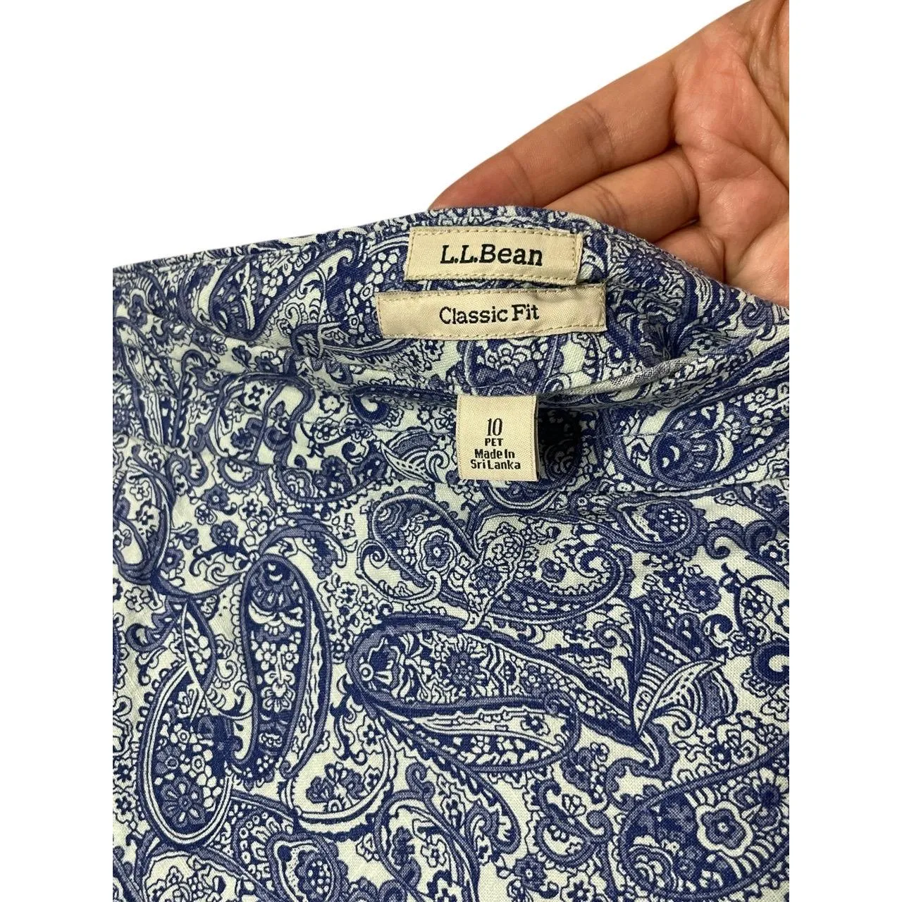 L.L.Bean Blue Paisley Print 100% Linen Maxi A - Image 6