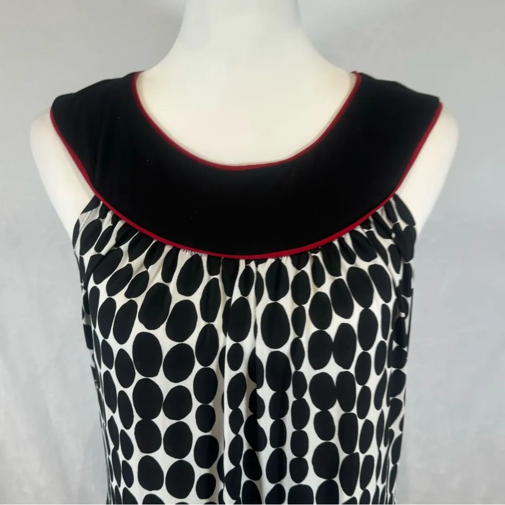 black white and red polka dot shift dress size 8 - Image 2
