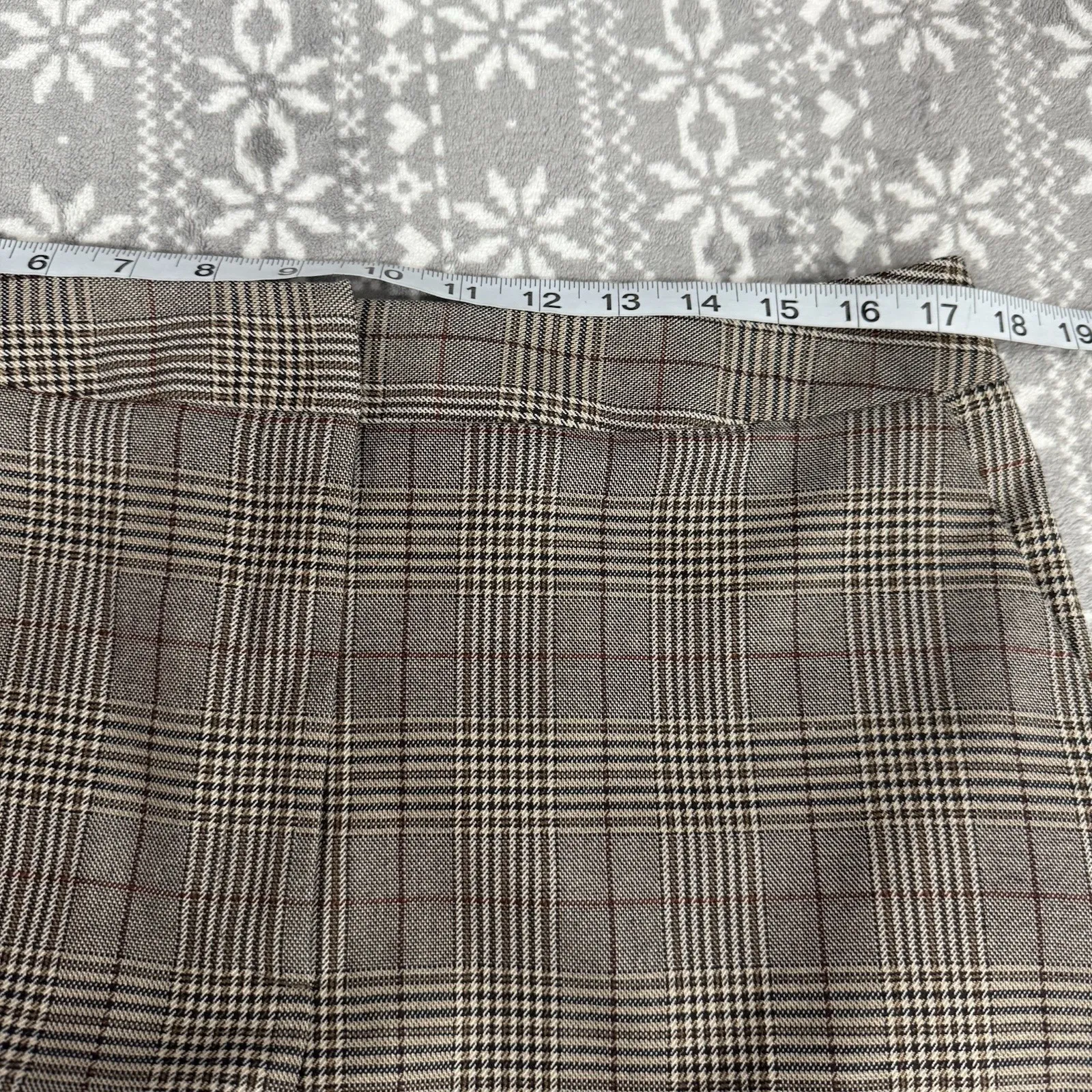 Topshop Women's Dress‎ Pants Glen Check Plaid Brown Tan Size 12 - Image 7