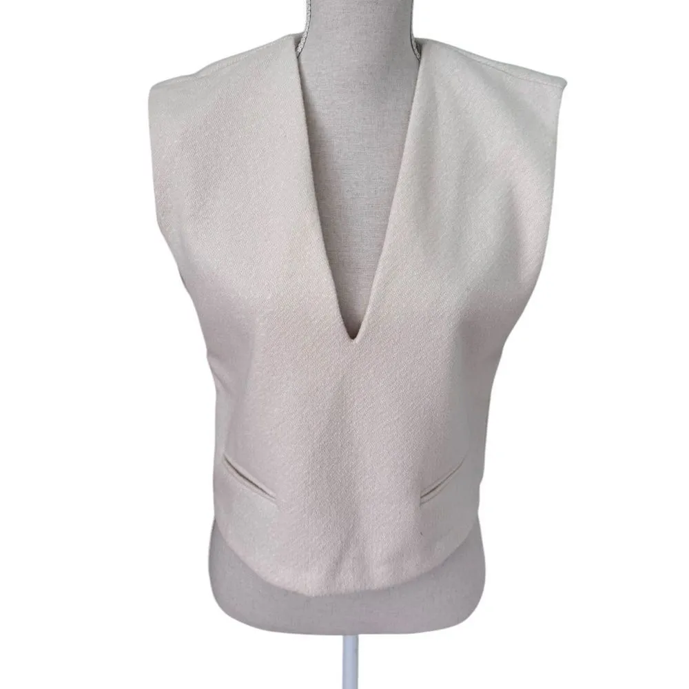 Zara rustic skirt and V-neck vest set in light sand nwot S - Image 6