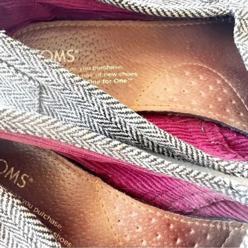 Toms Classics Herringbone Print‎ Women’s Size 7 Metallic Threading Worn Read - Image 7