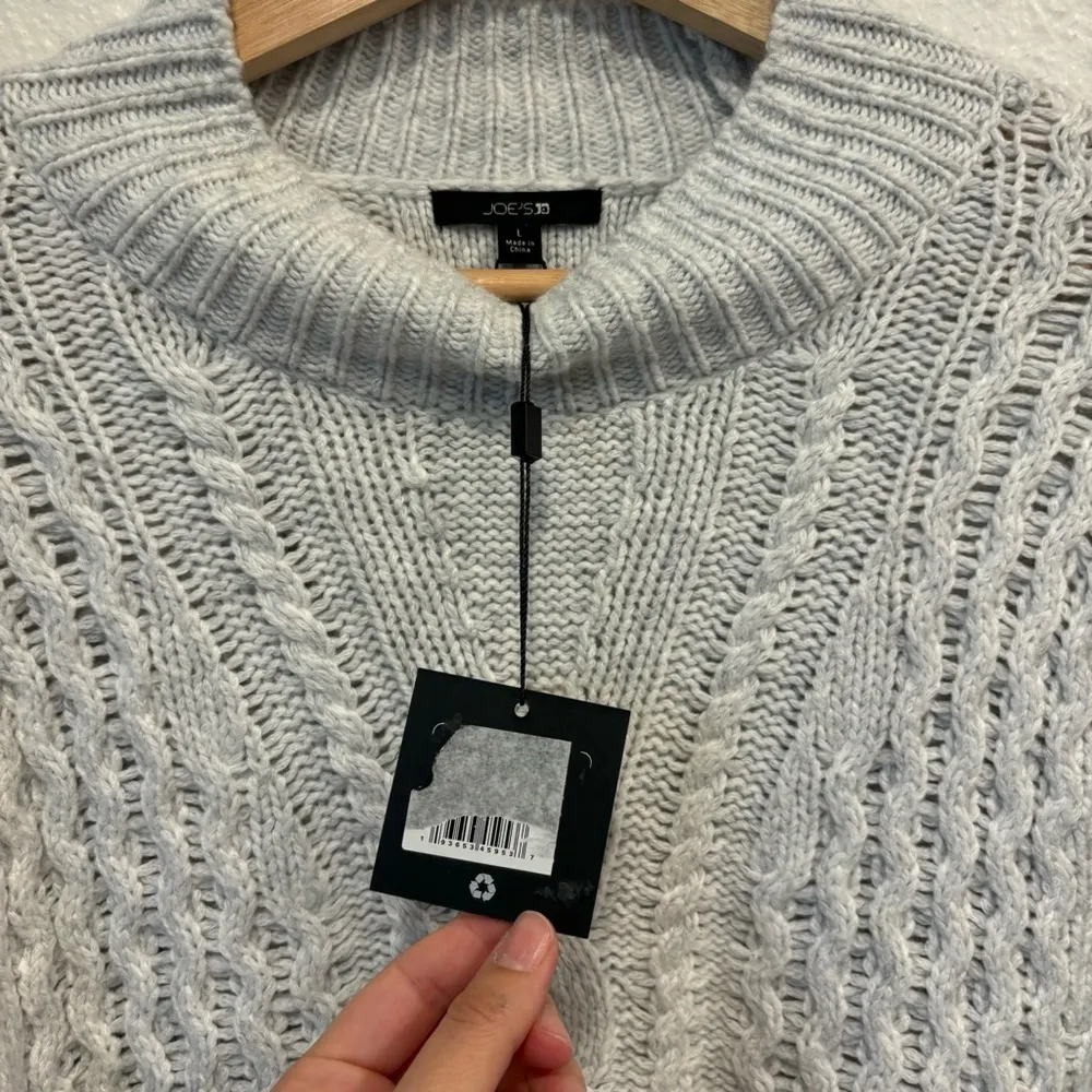 NWT JOES jeans merino wool cotton blend grey cable knit sweater - Image 4