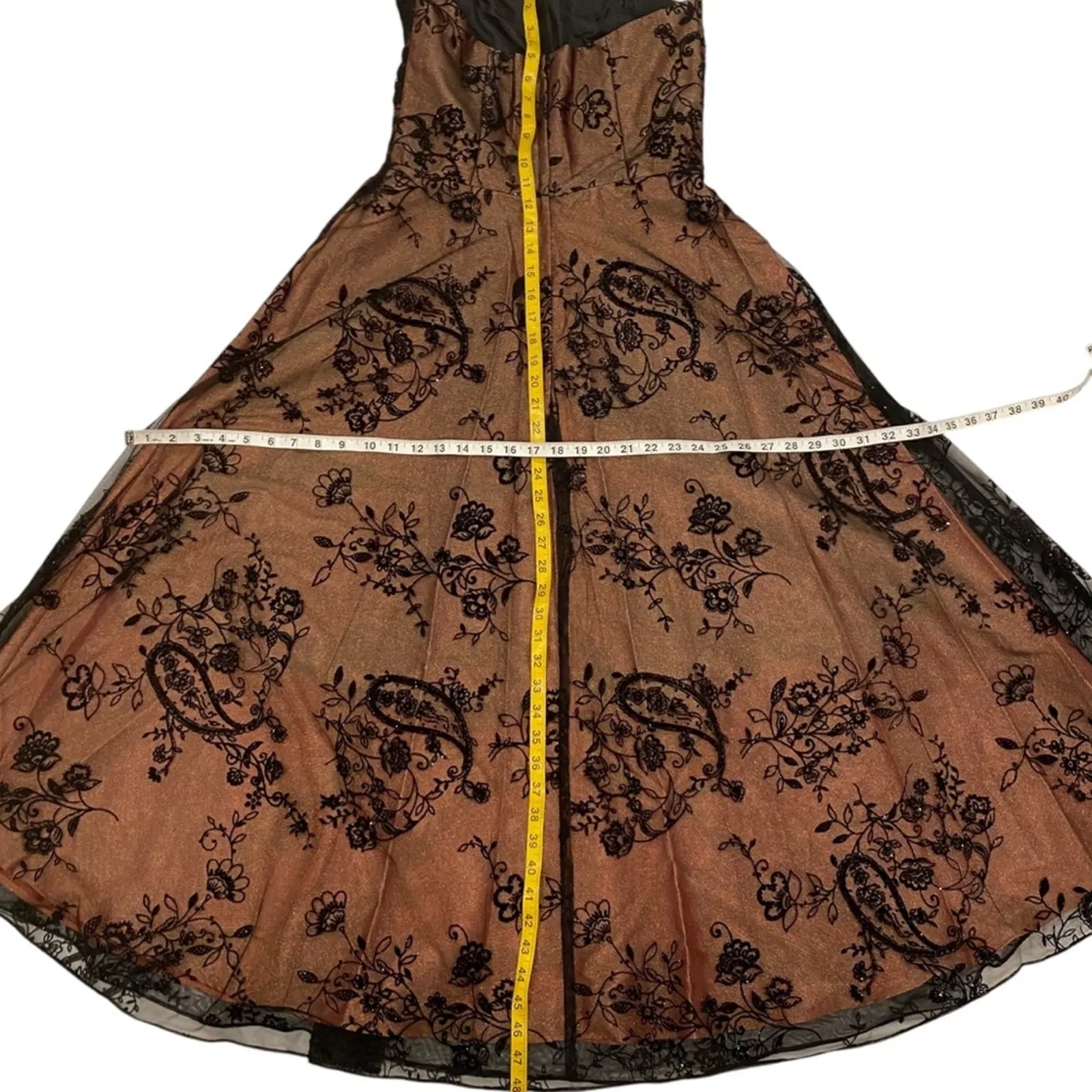 Vintage McClintock Formal Medium Dress Strapless Gown Midi Y2K 50s Party Prom Black Size 10 - Image 8