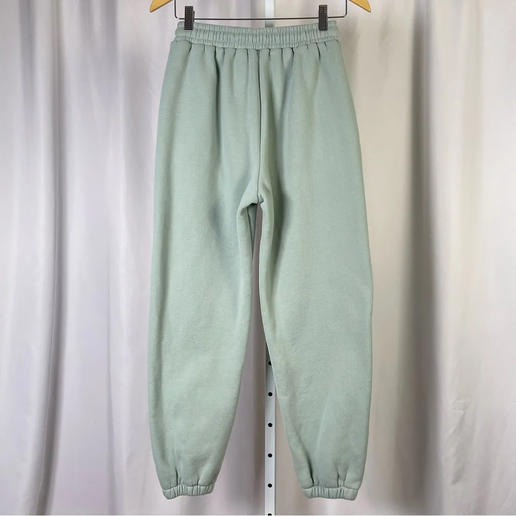 Women's Small Sage Green Fleece Lined Drawstring Jogger Sweatpants Sweats Lounge - Image 2