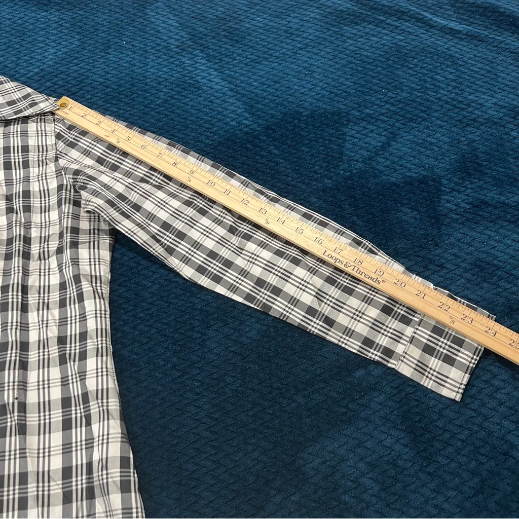 A'Nue Ligne Black White Silk Gingham Layered Double Collared Shirt Size M Black Size M - Image 15