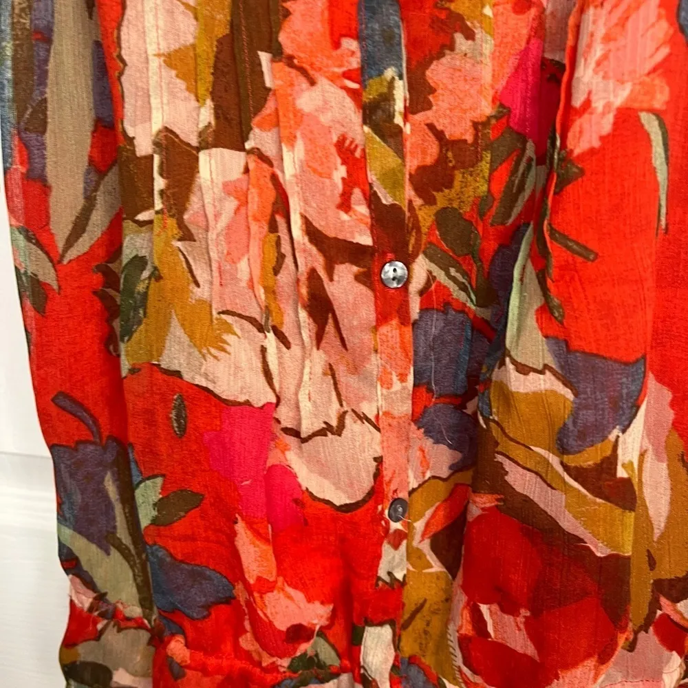 Abercrombie & Fitch Floral Fitted Waist Rope Spaghetti Strap Beaded Tank Top. - Image 6