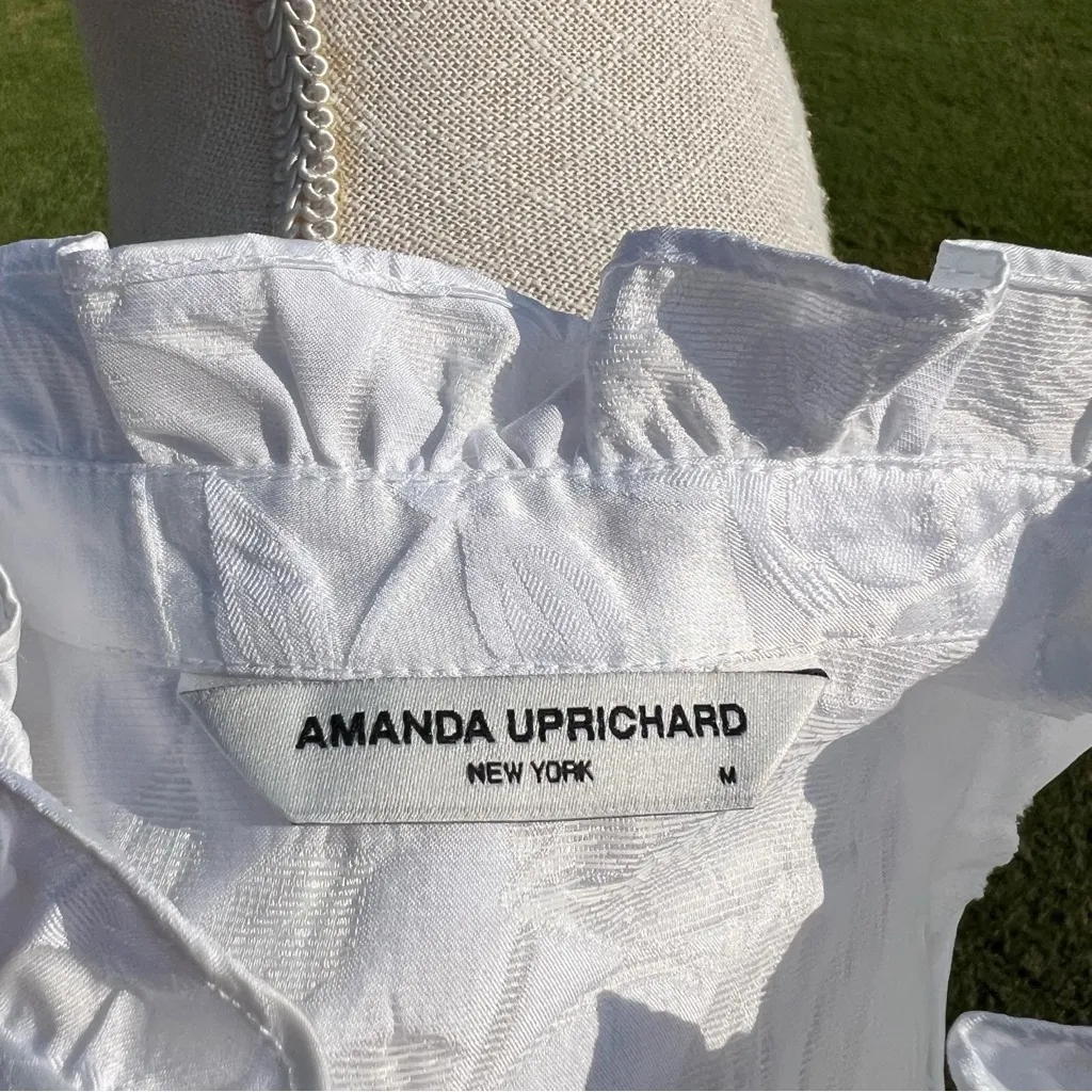 Amanda Uprichard White Sleeveless Tiered Floral Dress - Image 5