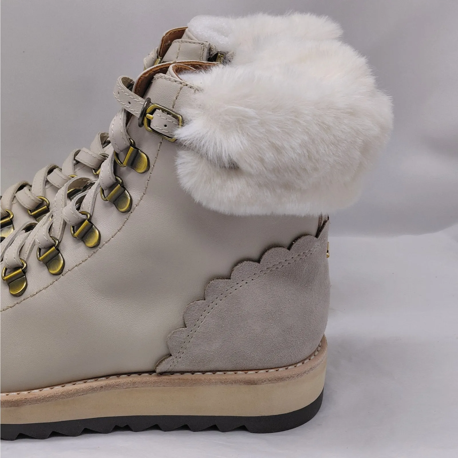 Kate Spade Womens Boots Size 6 Leather Faux Fur Hiker Lug Sole Alpine Cozy Luxe - Image 6