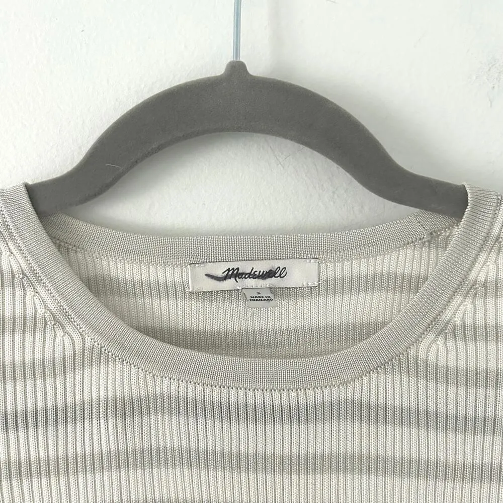 Madewell Women's Micro-Rib Slinky Slim Fit Striped Sweater Tee S Small New - Image 4