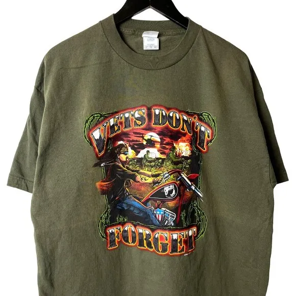 Vintage Y2K Vietnam Vets T Shirt Brown XL Extra Large Graphic Tee Cotton - Image 2
