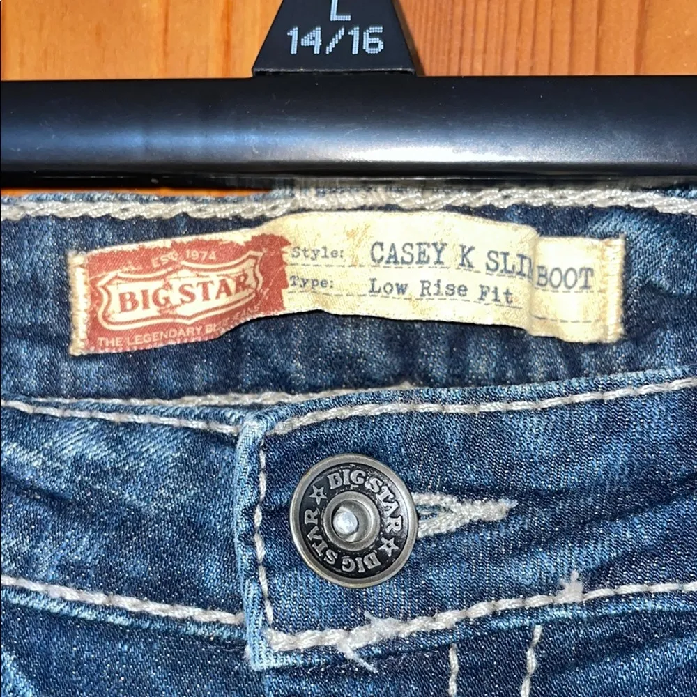 Classic Blue Straight Leg Jeans Casey k slim boot low rise jeans size 27 - Image 4