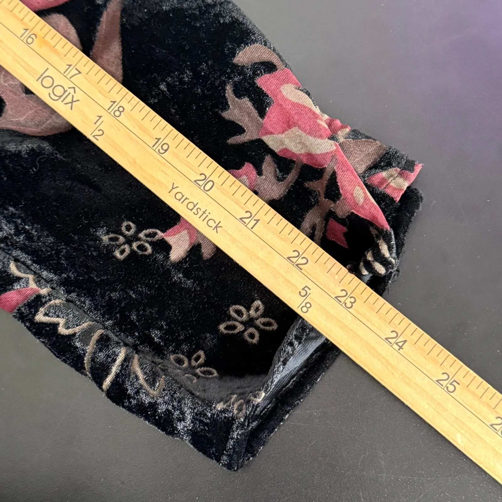 Dalia Velvet Burnout Dark Floral Bell Sleeve Top Size S Fairy Whimsigoth BOHO Black - Image 8