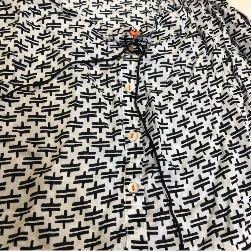 Clementina Racerback Mini Dress Pool Cover Up Geometric AOP Black White Tassels - Image 4